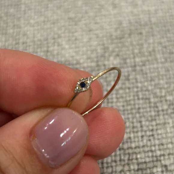 EF COLLECTION DIAMOND MINI EVIL EYE STACK RING - Picture 3 of 4